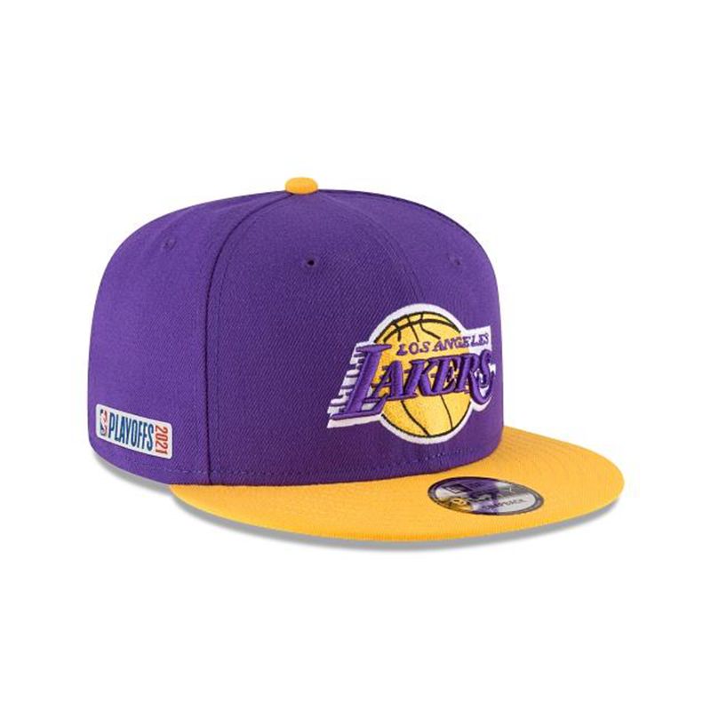 NBA Los Angeles Lakers Playoff Side Patch 9Fifty Snapback (KXU1530) - Yellow New Era Caps